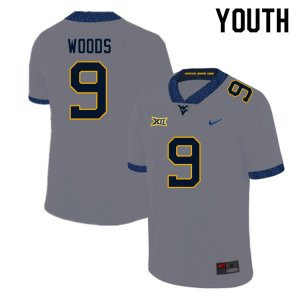 Youth West Virginia Mountaineers NCAA #9 Charles Woods Gray Authentic Nike Stitched College Football Jersey IC15W16CX